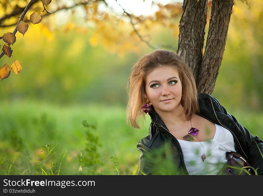 The girl on a walk in the park