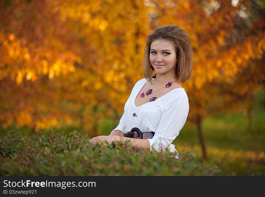 The girl on a walk in the park