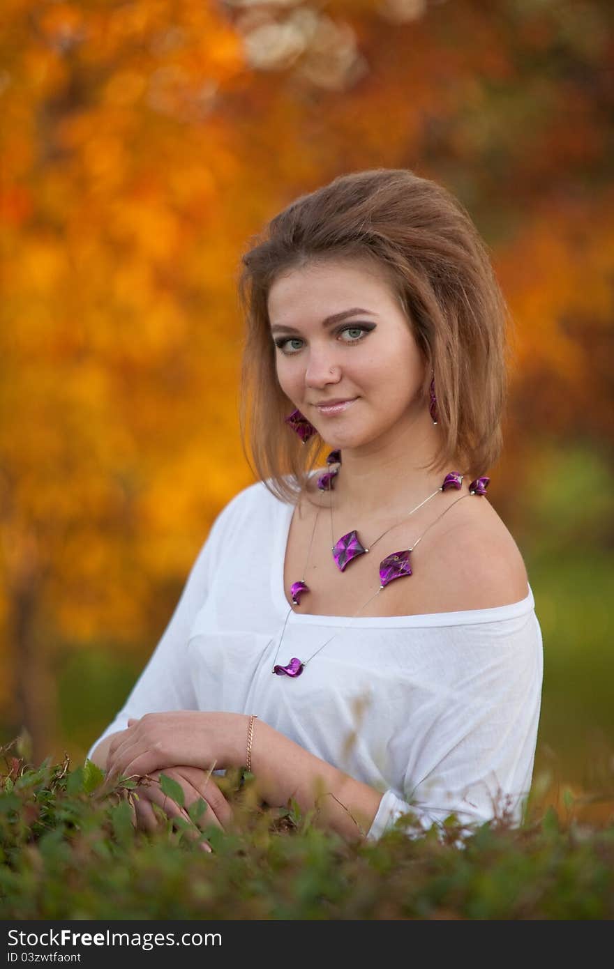 The girl on a walk in the park