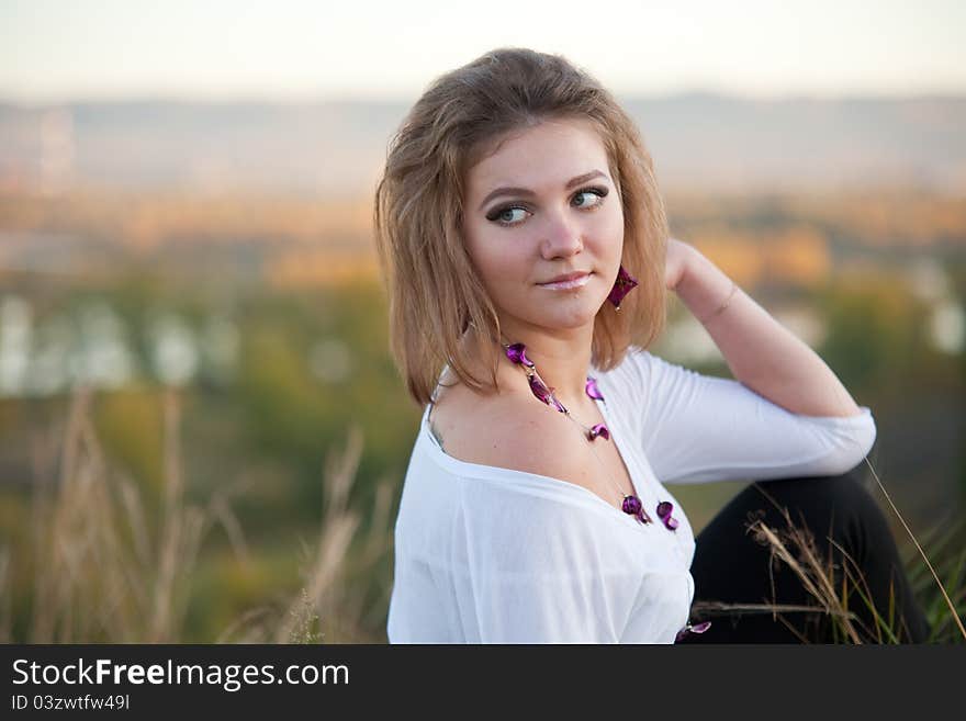 The girl on a walk in the park