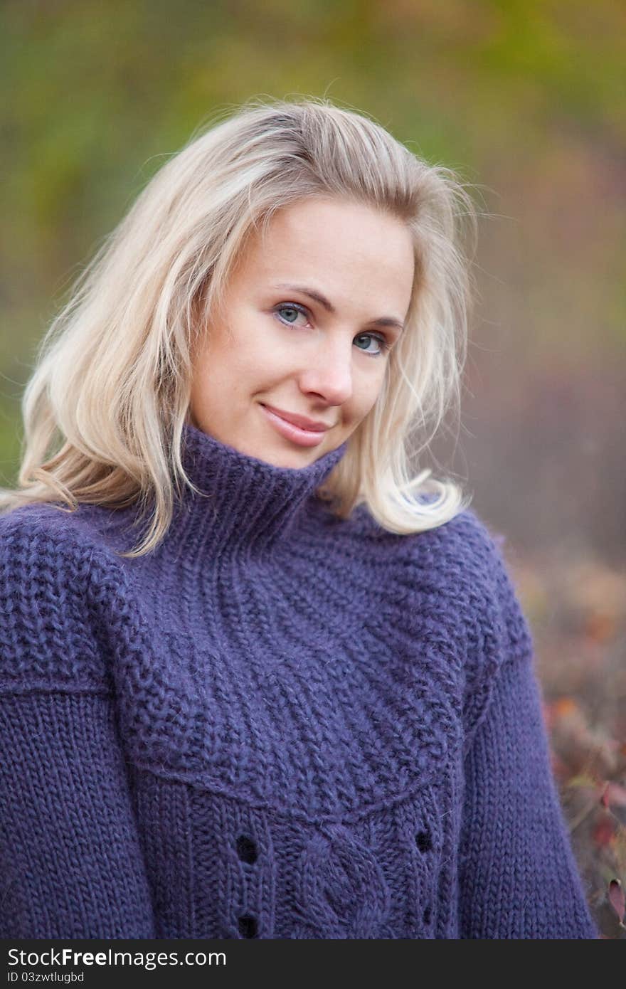 Girl On A Walk In The Autumn Park