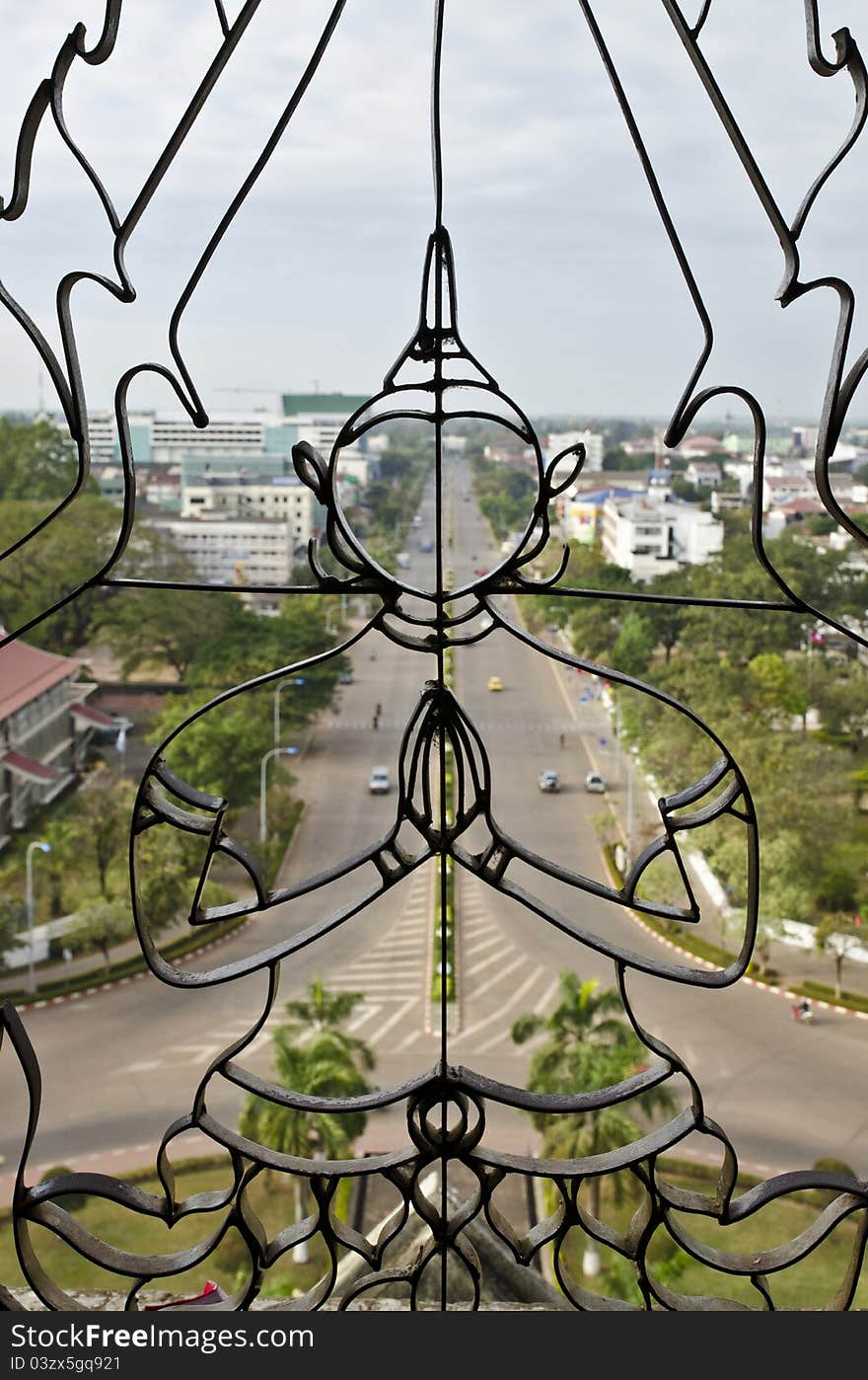 Top View of Vientiane Capital from Patuxay Window, Laos