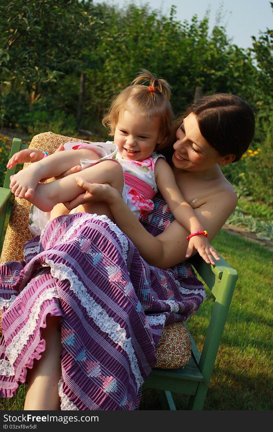 Mother and daughter playing together