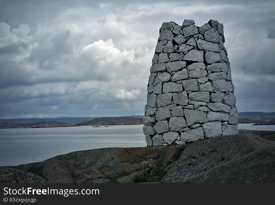 Little stone tower on west coast in Sweden