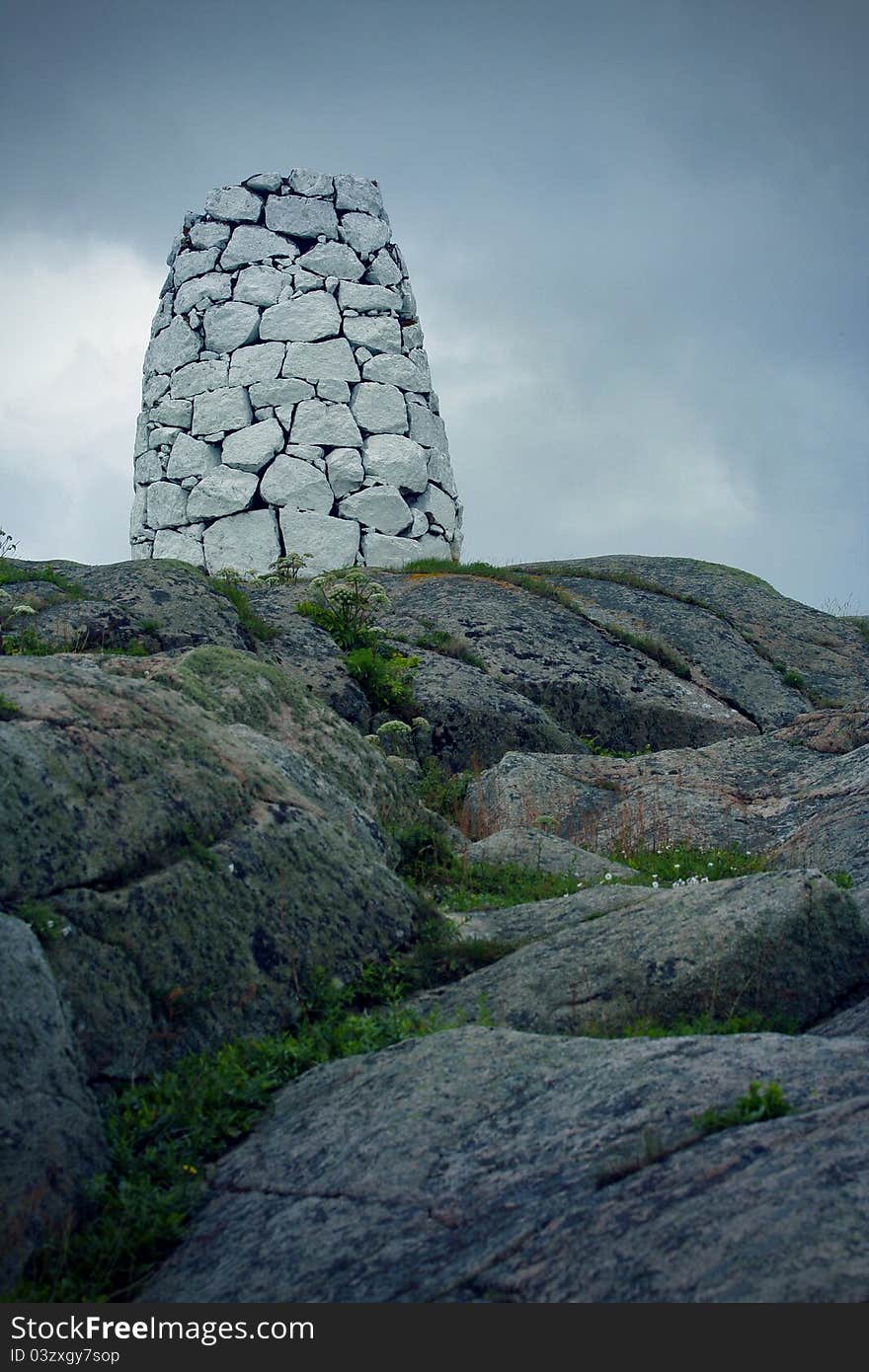 Little stone tower on west coast in Sweden