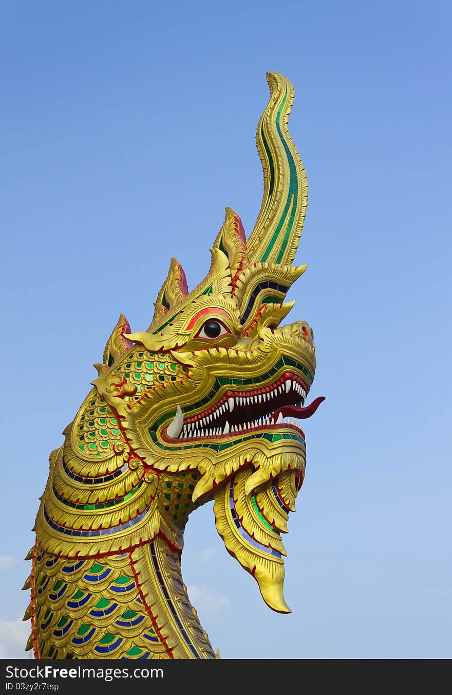 Statue king of nagas in front of buddhism temple Thailand. Statue king of nagas in front of buddhism temple Thailand