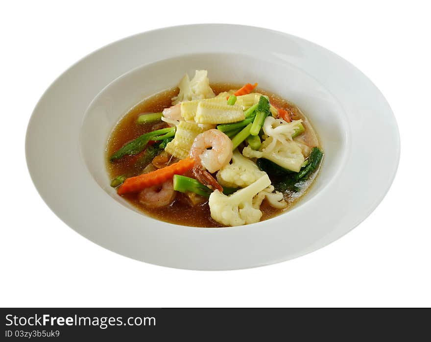 Seafood and Noodles in a Creamy Sauce. Seafood and Noodles in a Creamy Sauce