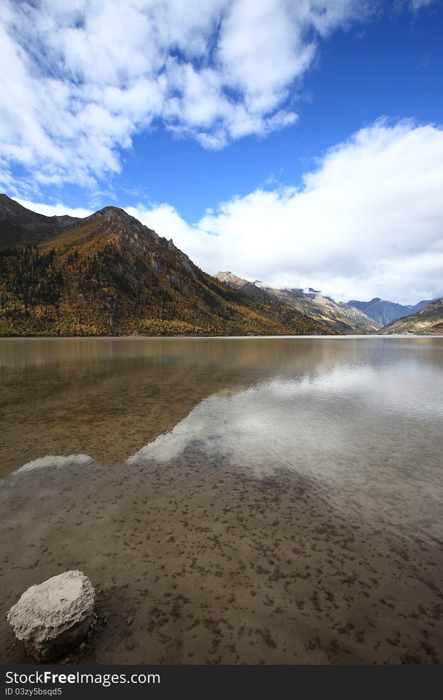 Ranwu lake is a big lake at east tibet. In the dry season, we can see that rocks are out of the water. Ranwu lake is a big lake at east tibet. In the dry season, we can see that rocks are out of the water.