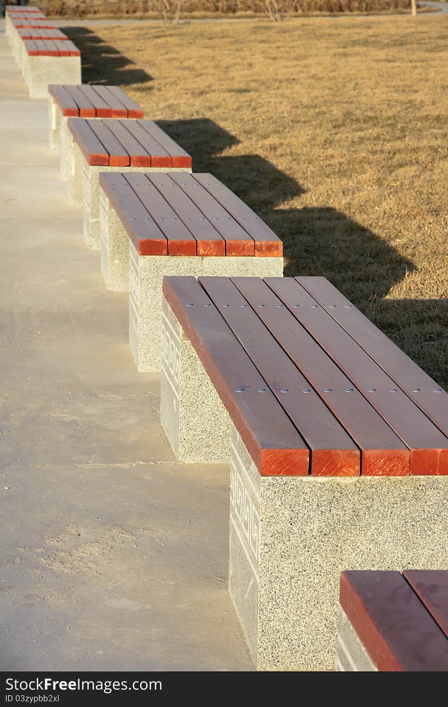 The park benches in winter