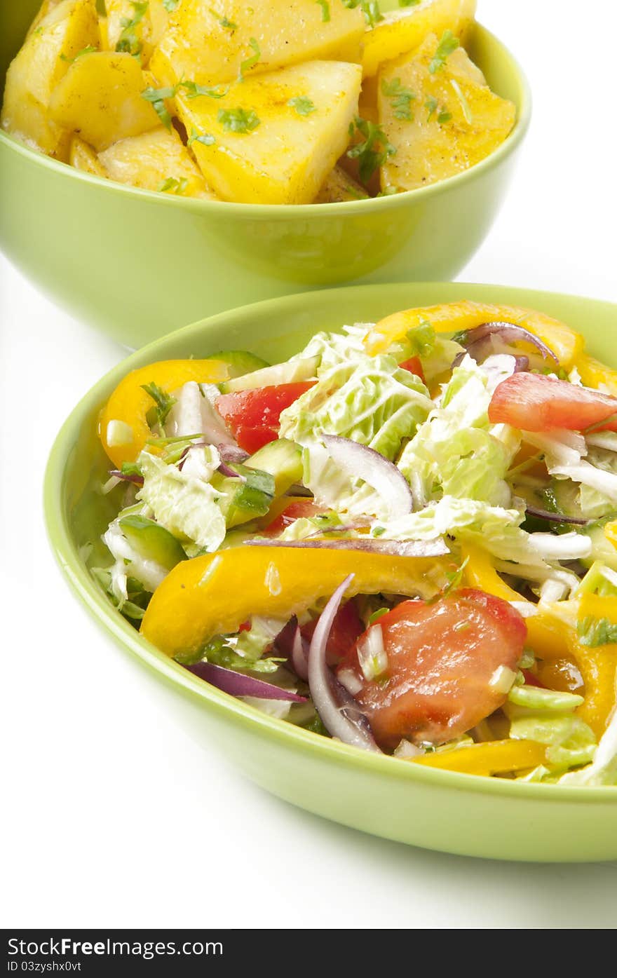 Salad and boiled potatoes