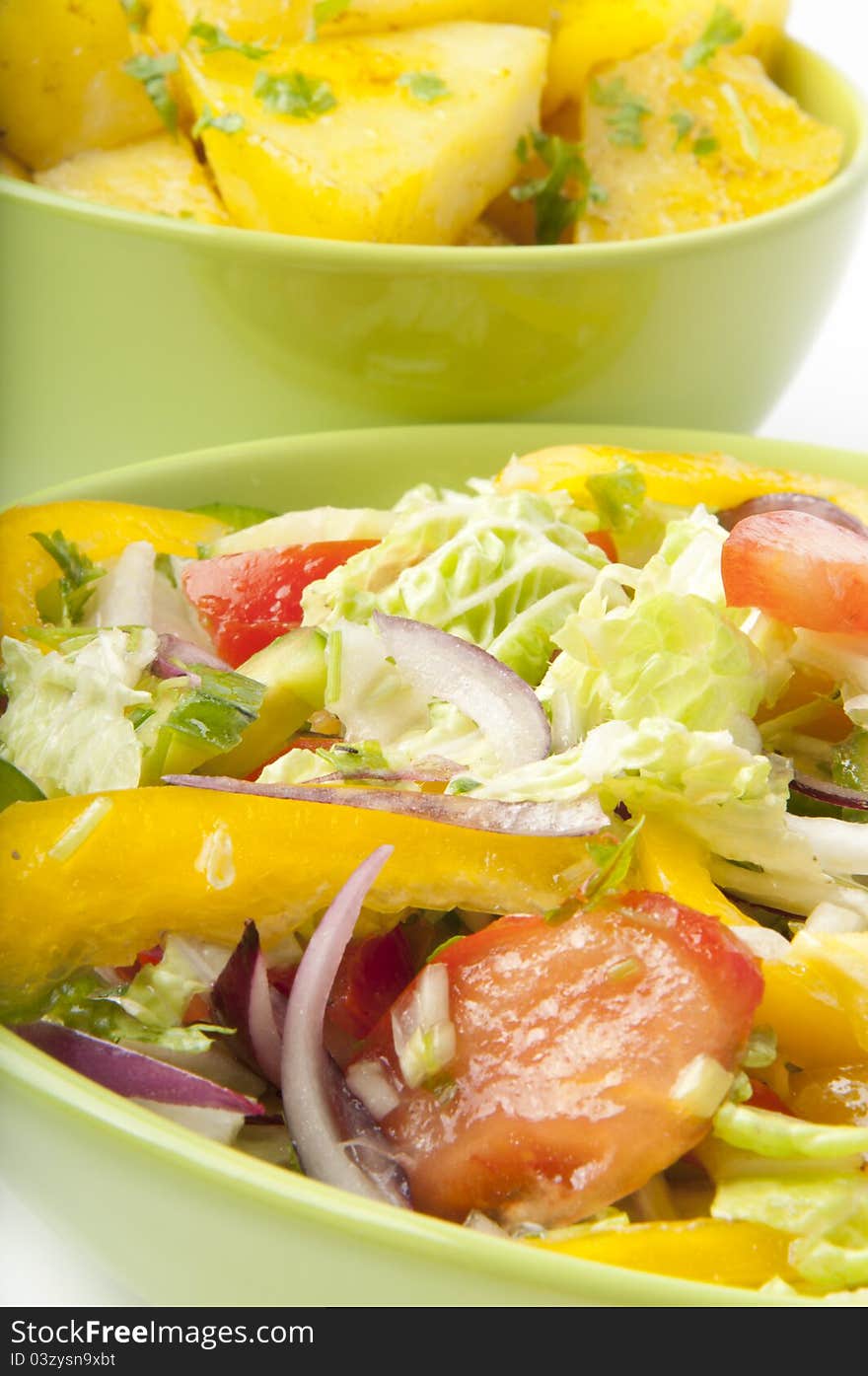 Salad and boiled potatoes