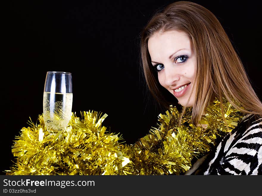 Beautiful woman enjoying a glass of pink champagne. Beautiful woman enjoying a glass of pink champagne.