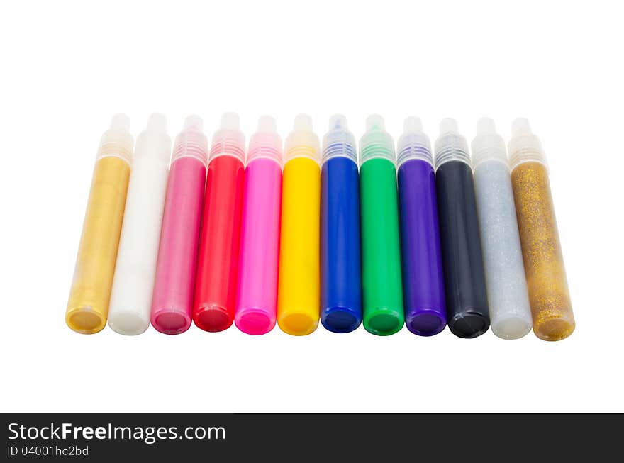 Multi-coloured felt-tip pens