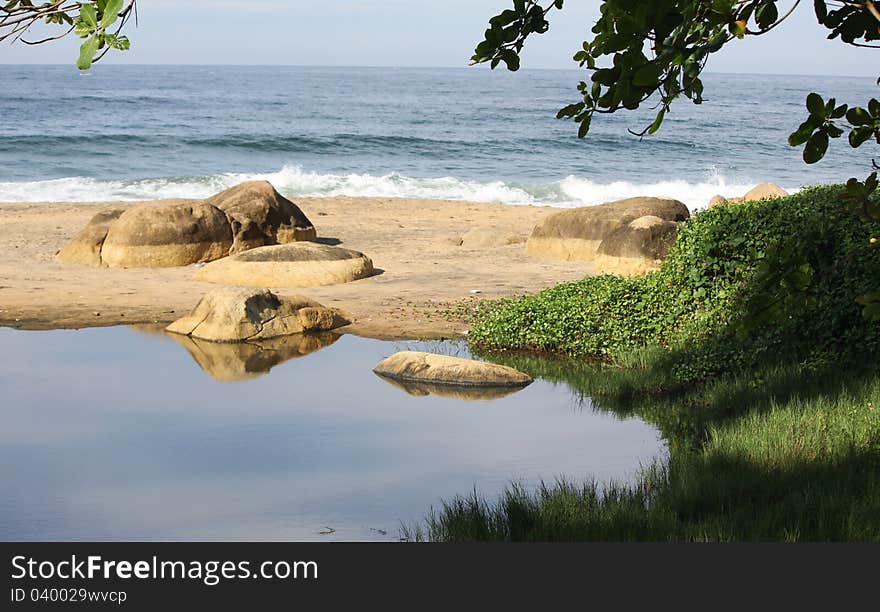 Panoramic view of a lake and the sea, india. Panoramic view of a lake and the sea, india