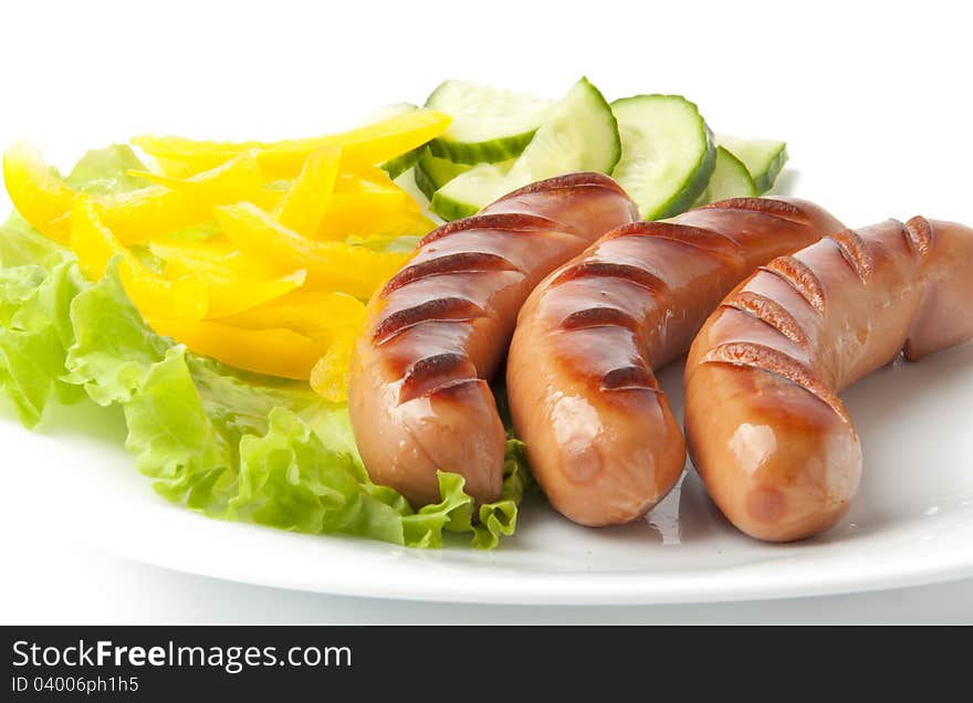 Sausages on the grill