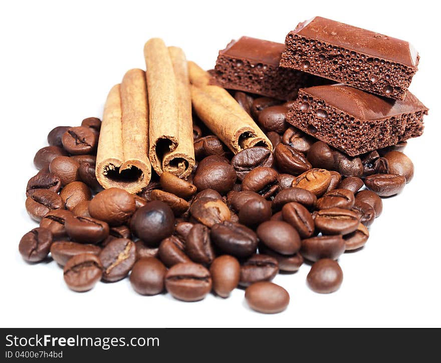 Chocolate, Cinnamon And Coffee Beans