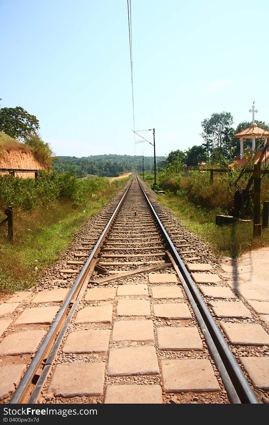 Empty Railway Tracks through Scenic India