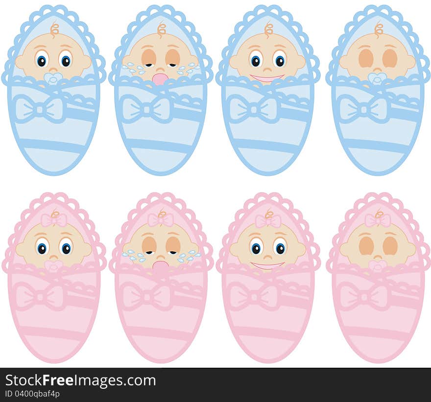 Infants on white boy and girl vector illustration. Infants on white boy and girl vector illustration