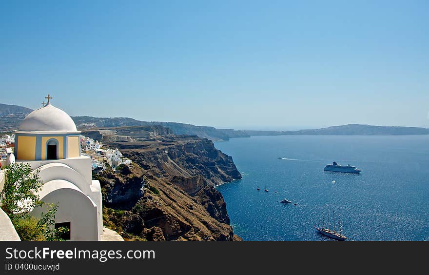 Like snow on top of a mountain of Santorini, situated white city. This man-made miracle every year attracts thousands of tourists. Like snow on top of a mountain of Santorini, situated white city. This man-made miracle every year attracts thousands of tourists.