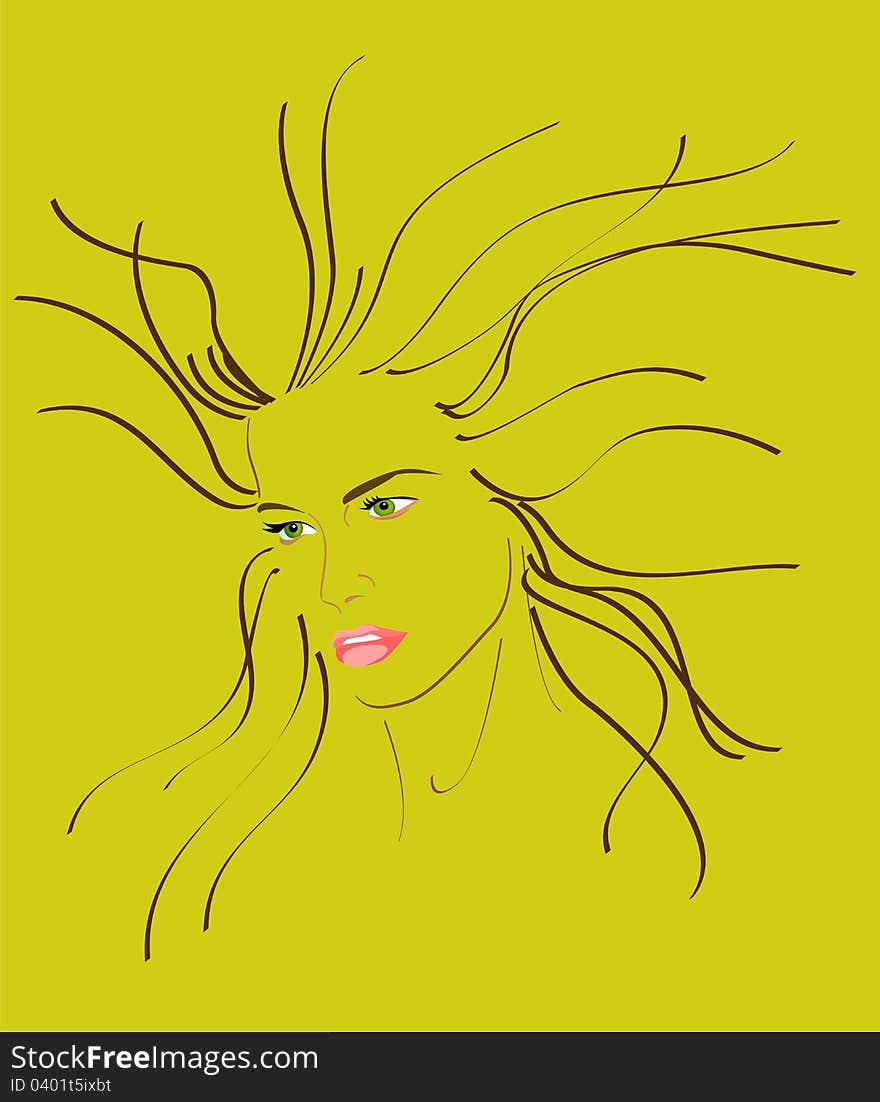 Vector illustration of a colored beauty face silhouette. Vector illustration of a colored beauty face silhouette