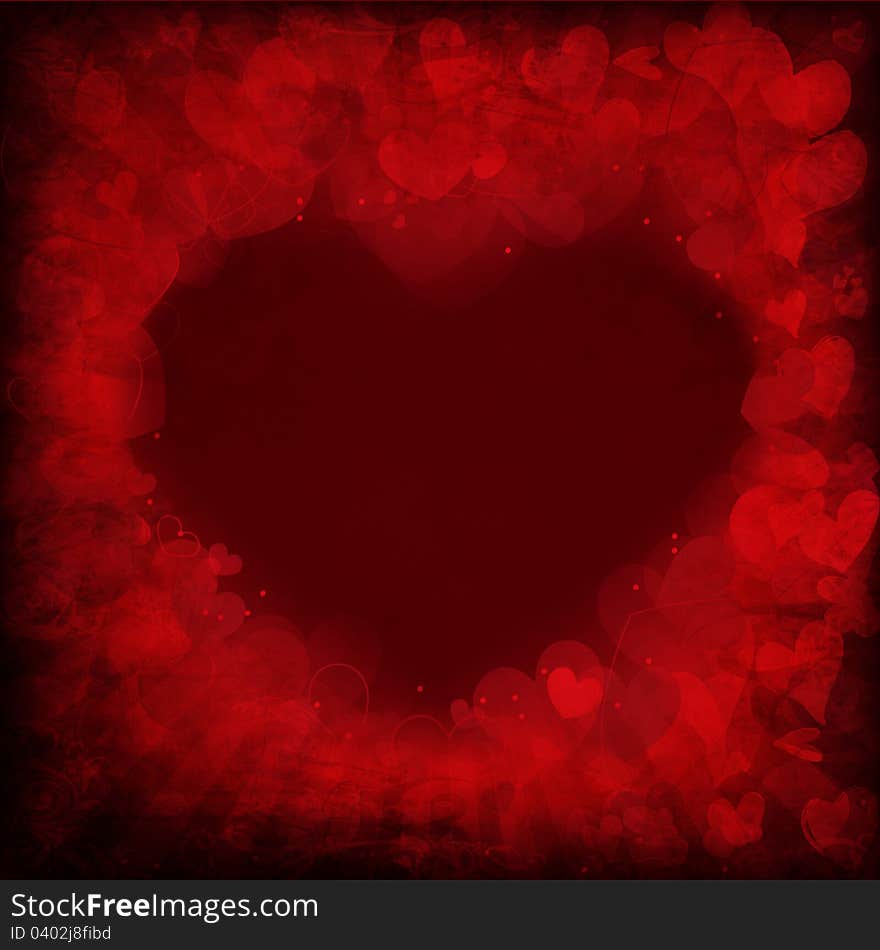 Red Valentine's day background with hearts.