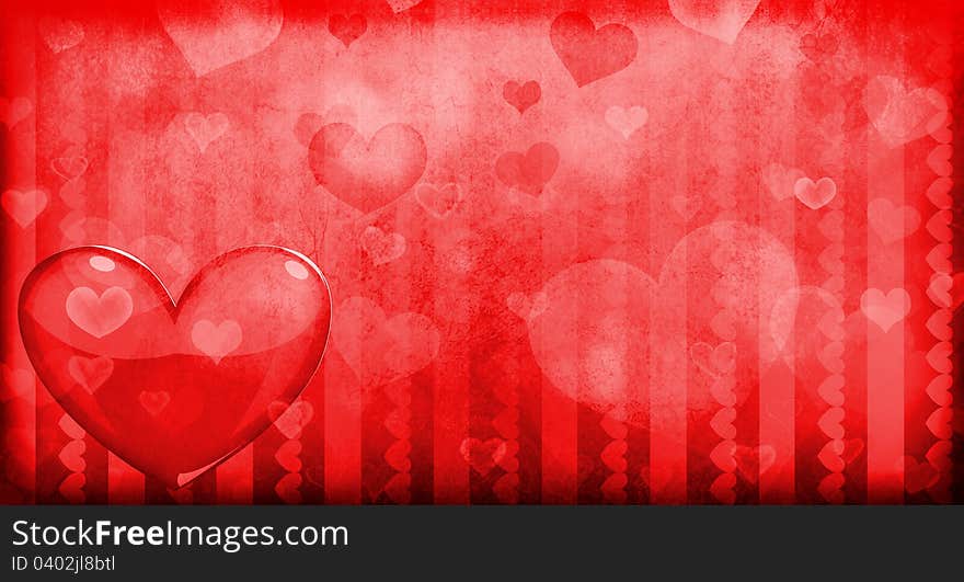 Red Valentine's day background with hearts.