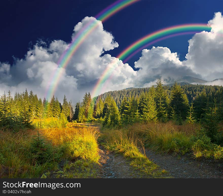 Morning landscape in the mountains