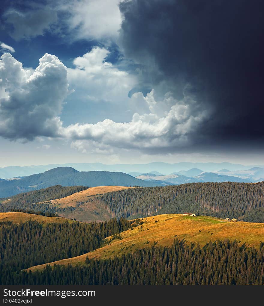 Landscape in the mountains. Ukraine, the Carpathian mountains. Landscape in the mountains. Ukraine, the Carpathian mountains