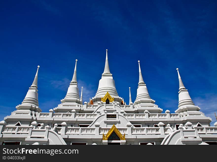 White pagodas at Wat Asokaram, Samut Prakan