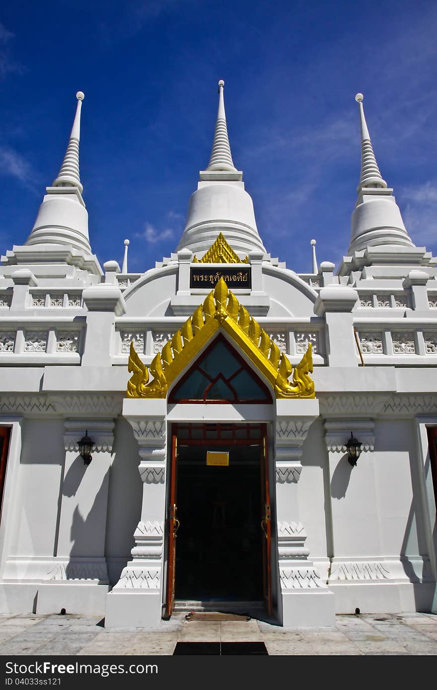 White Pagodas At Wat Asokaram, Samut Prakan