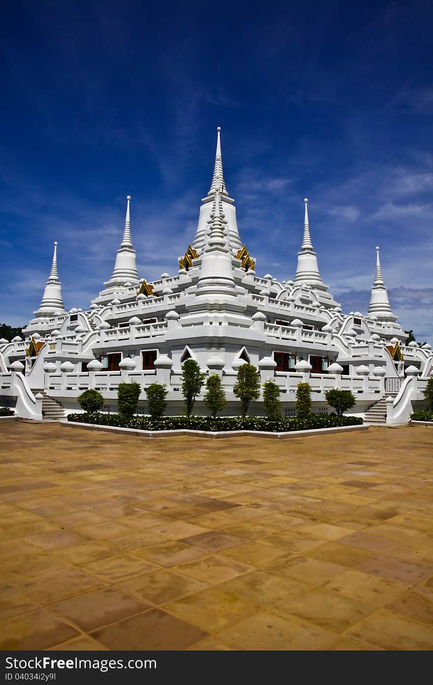 White pagodas at Wat Asokaram, Samut Prakan