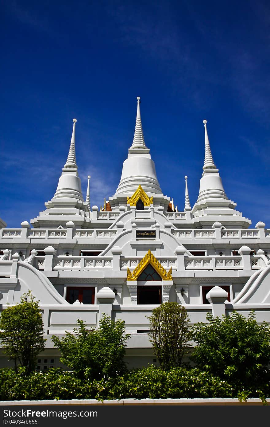 White pagodas at Wat Asokaram, Samut Prakan