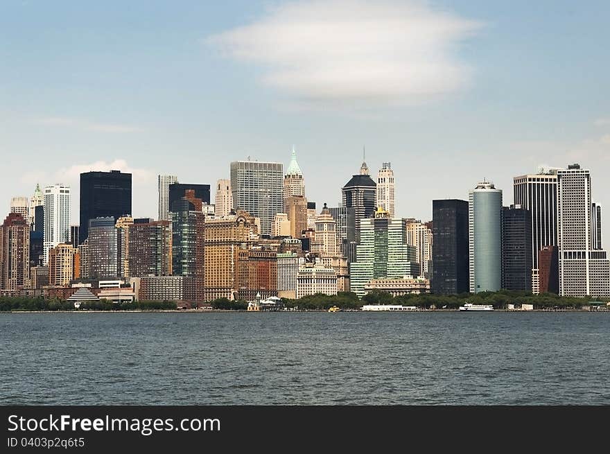 Panoramic view of the buildings and skyscrapers of down-town Manhattan, Newy York Cit. Panoramic view of the buildings and skyscrapers of down-town Manhattan, Newy York Cit