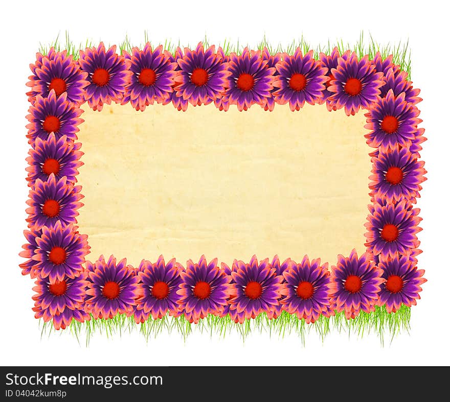 Flowered frame with old paper background. Flowered frame with old paper background