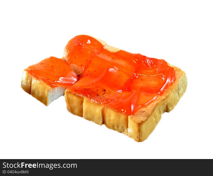 Strawberry jam with toast , delicious dessert. Strawberry jam with toast , delicious dessert