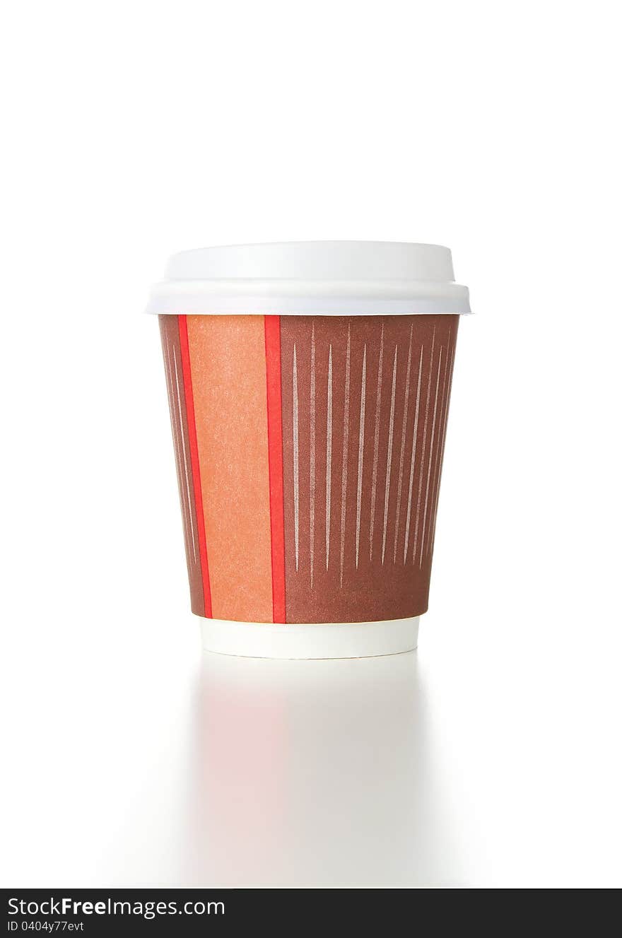 Blank recyclable coffee cup on white background. Blank recyclable coffee cup on white background