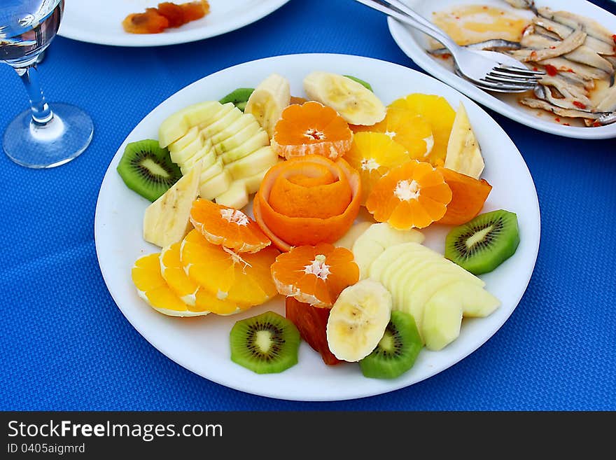 Fruit Salad served in a Turkish restaurant