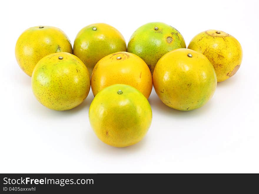 Tangerine on white background