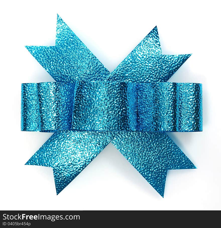 Beautiful blue bow on white