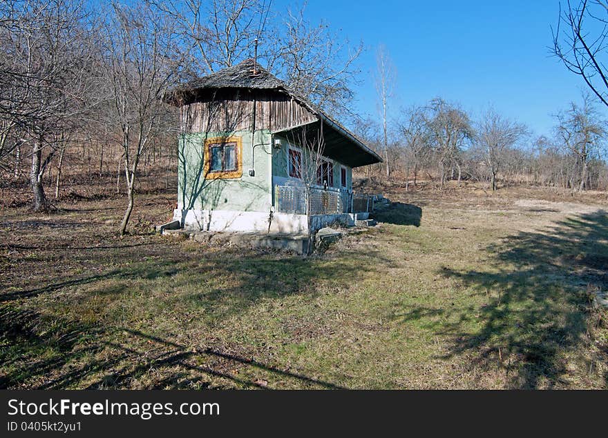 Traditional village house with wooden fence and balcony from Transylvania. Traditional village house with wooden fence and balcony from Transylvania