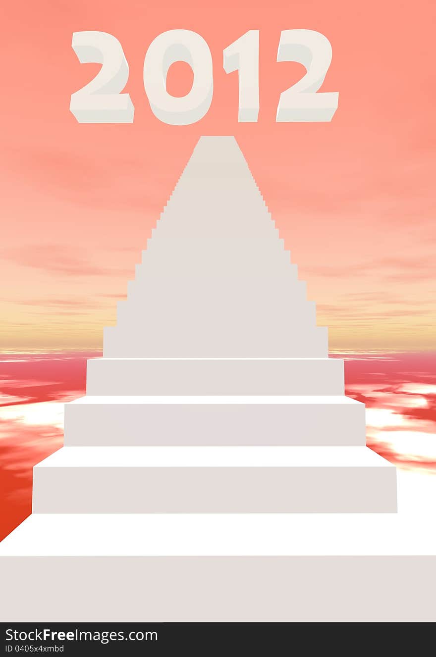 White stairs leading to 2012 in a colored background. White stairs leading to 2012 in a colored background