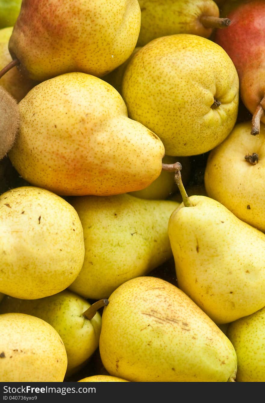 Many pears forming a background. Many pears forming a background