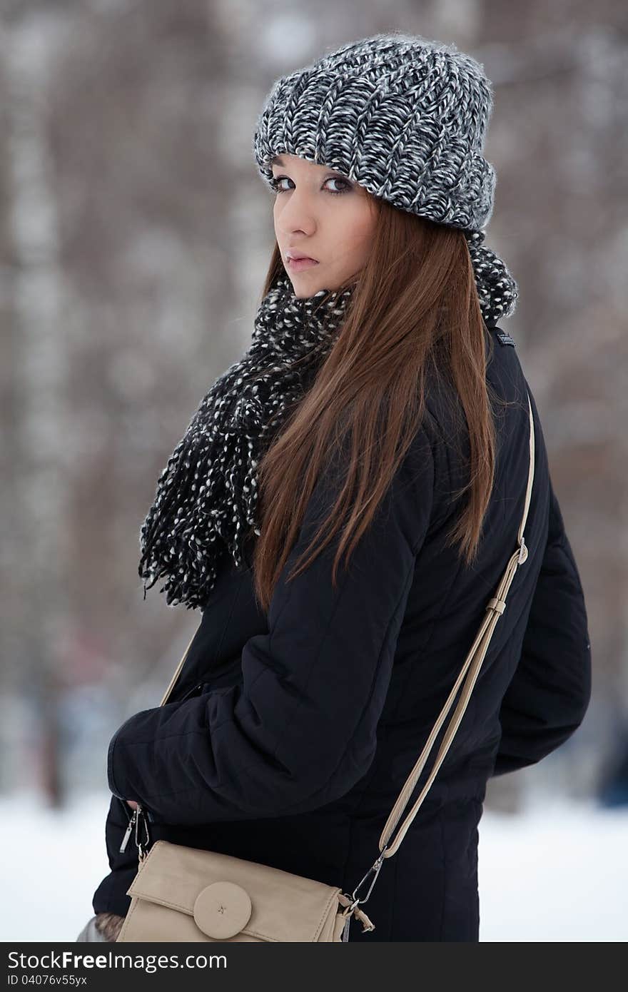 Girl for a walk in the winter