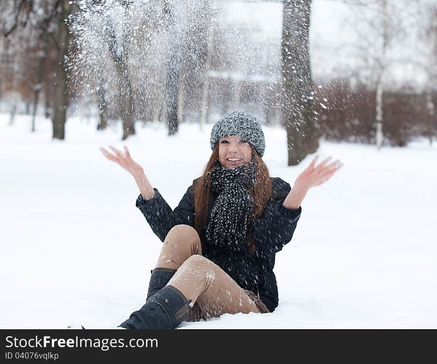 Girl for a walk in the winter