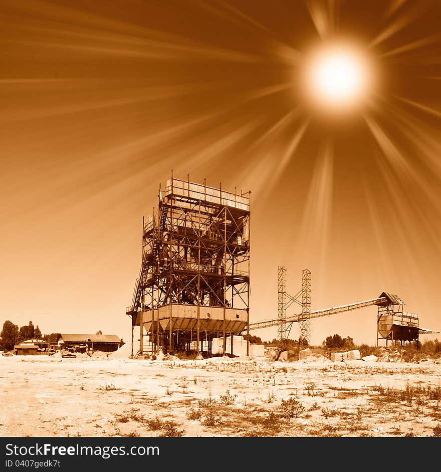 Old abandoned quarry under the sun