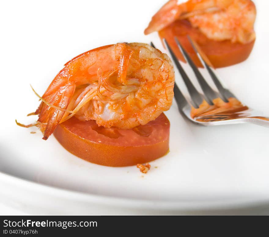 Simple and healthy salad, shrimp and tomatoes. Simple and healthy salad, shrimp and tomatoes.