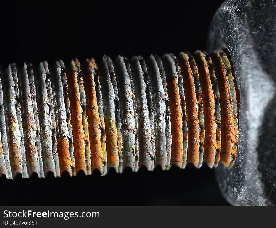 Close up of rusty screw. Close up of rusty screw