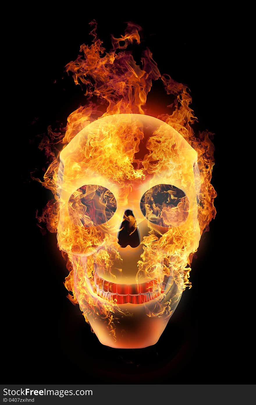 Fire skull on a black background. Fire skull on a black background.