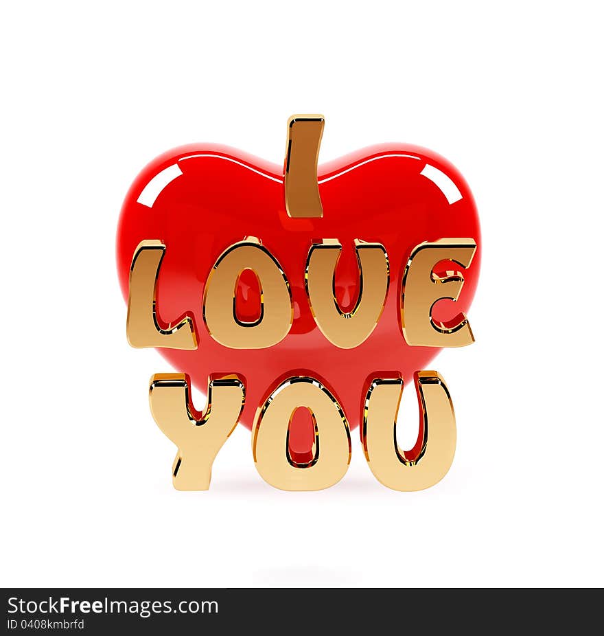 I Love You Text And Red Heart