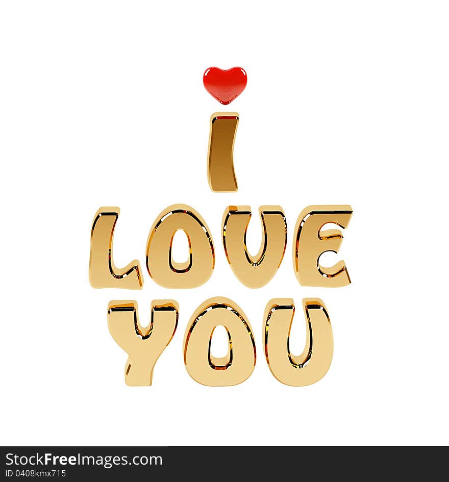 I Love you text and red heart